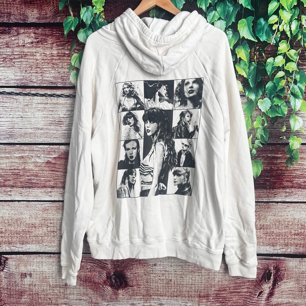 Taylor Swift Eras Tour Sweatshirt Large Oversized Cream Beige Hoodie Pullover